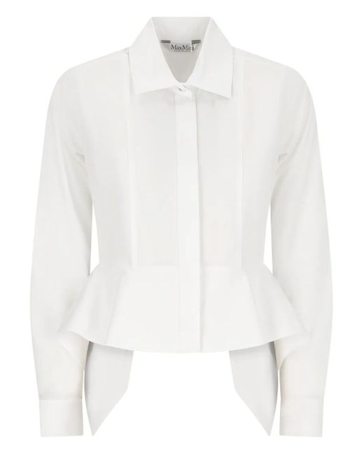 Max Mara Blouse Met Peplum Afwerking in het White