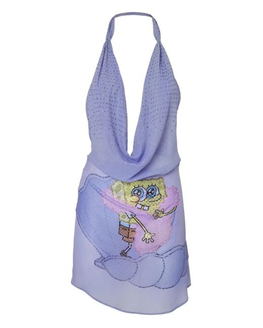 Gcds Blue Spongebob-Print Minidress
