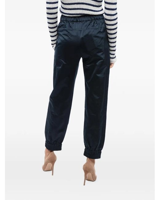 Sa Su Phi Blue Drawstring-Waist Silk Track Pants