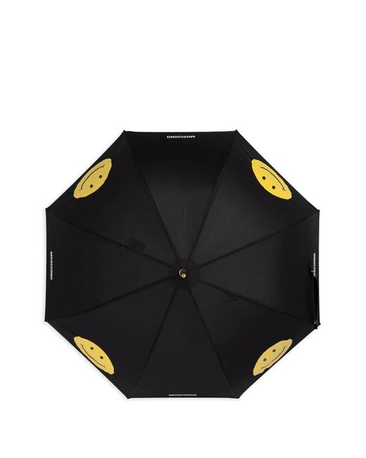Moschino Black Smiley Logo-Print Umbrella