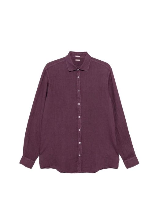 Massimo Alba Purple Long-Sleeve Button-Up Shirt for men