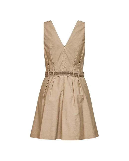 Brunello Cucinelli Natural Belted Mini Dress