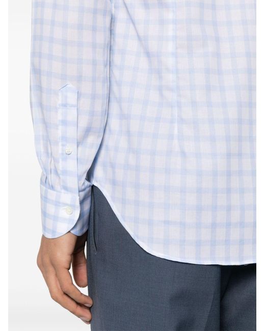 Canali White Gingham Cotton Shirt for men
