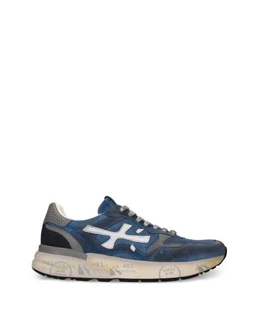 Premiata Blue Mick Panelled Sneakers for men