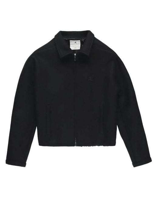 Courreges Black Logo-Patch Wool Jacket for men