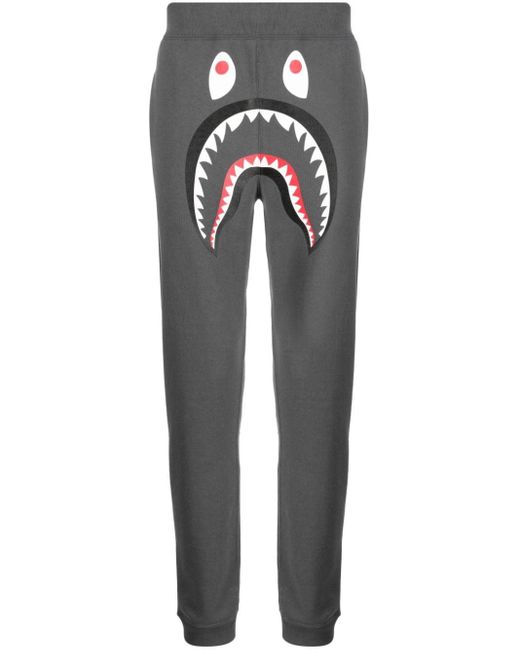 A Bathing Ape Gray Shark Teeth-print Track Pants for men