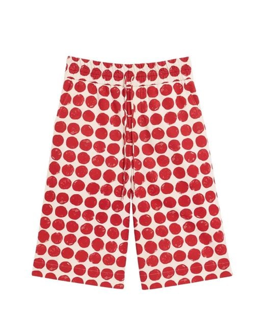 AMI Red Cotton Elasticated Large Bermuda Shorts for men