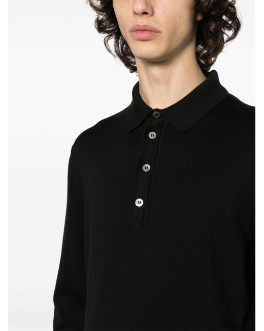 Tom Ford Black Fine-knit Cotton Polo Shirt for men