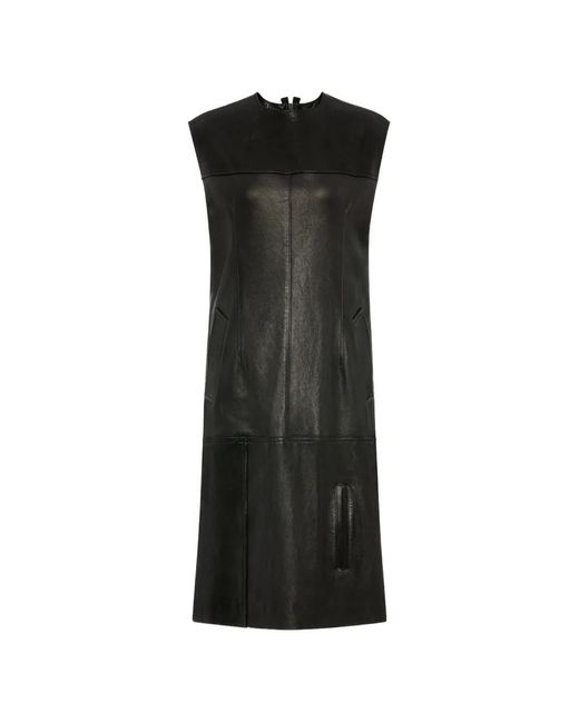 Maison Margiela Black Patchwork Leather Midi Dress
