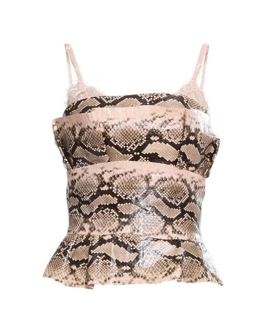 Elie Saab Natural Python-Effect Peplum Leather Corset