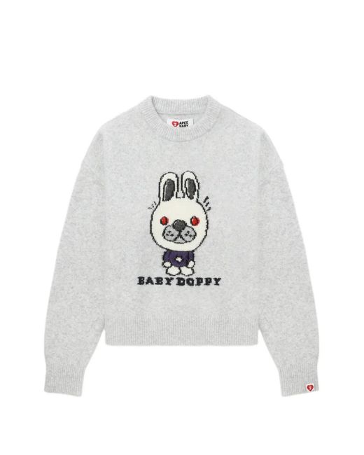 A Bathing Ape White Graphic Knit Jumper