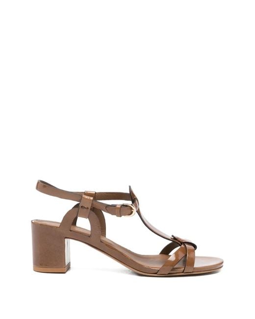 Roberto Del Carlo Pink Betty T-Bar Block-Heel Sandals