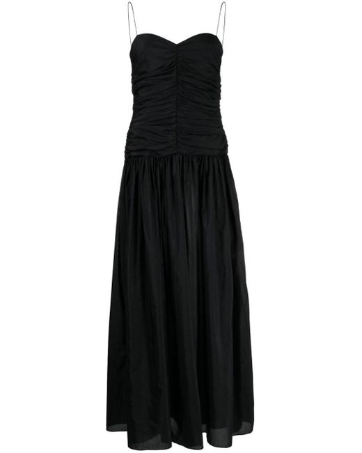 Matteau Black Drop-waist Gathered Dress