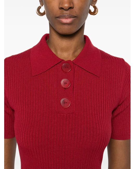 Sandro リブ ポロシャツ Red
