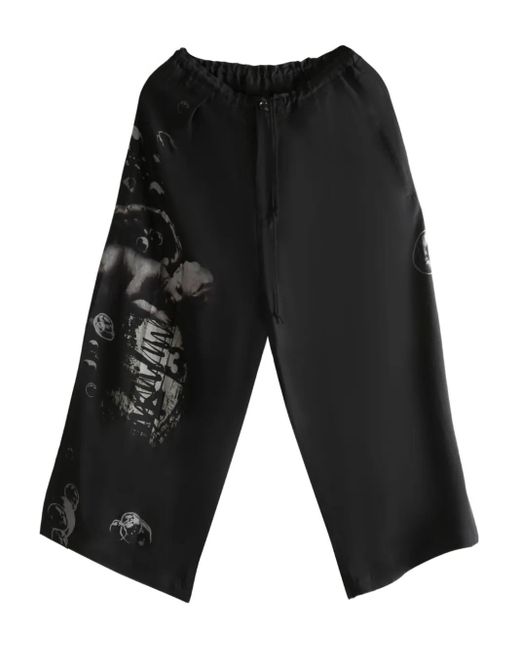 Y's Yohji Yamamoto Black Bubble-Print Pleated Trousers