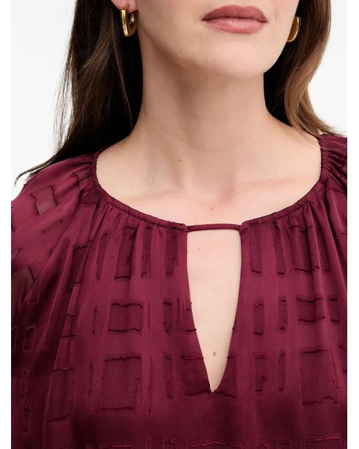 Joseph Ribkoff Red Long-Sleeved Keyhole Blouse