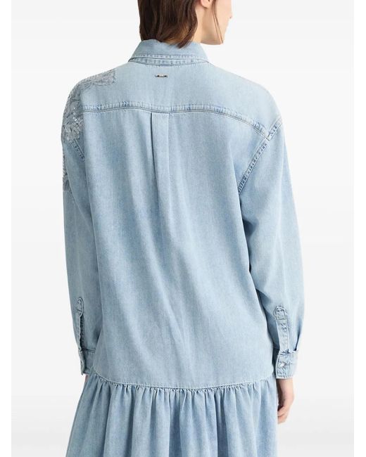 Liu Jo Blue Lace-Detail Denim Dress