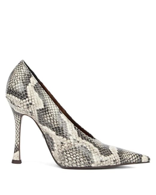 Roberto Cavalli White Python-Print Pumps