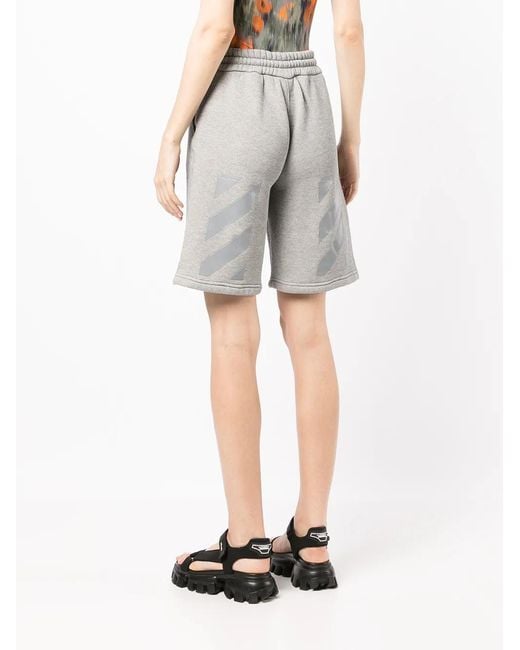 Off-White c/o Virgil Abloh Gray Diag-Stripe Drawstring Shorts