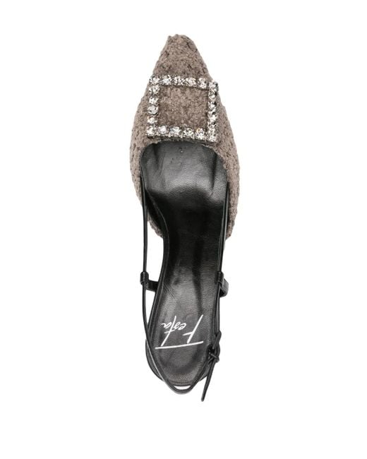 Roberto Festa Gray Stefi 60Mm Crystal-Embellished Slingback Pumps