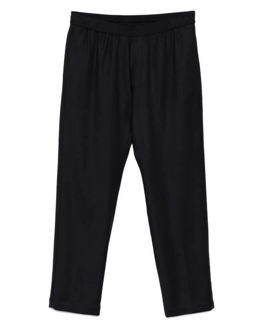 Barena Black Elastic-Waist Wool Trousers for men
