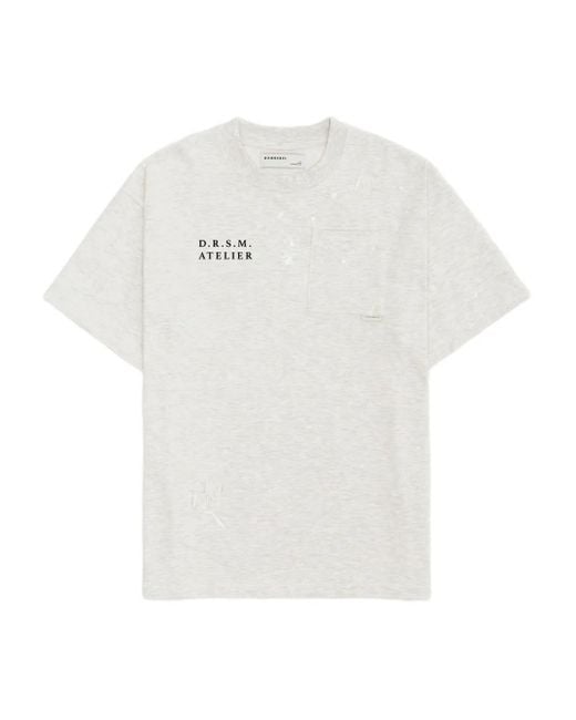 DOMREBEL White Atelier Printed T-Shirt for men