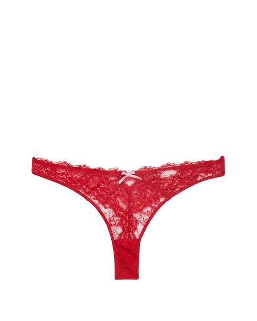 Fleur du Mal Red Bianca Bow-Detail Thong