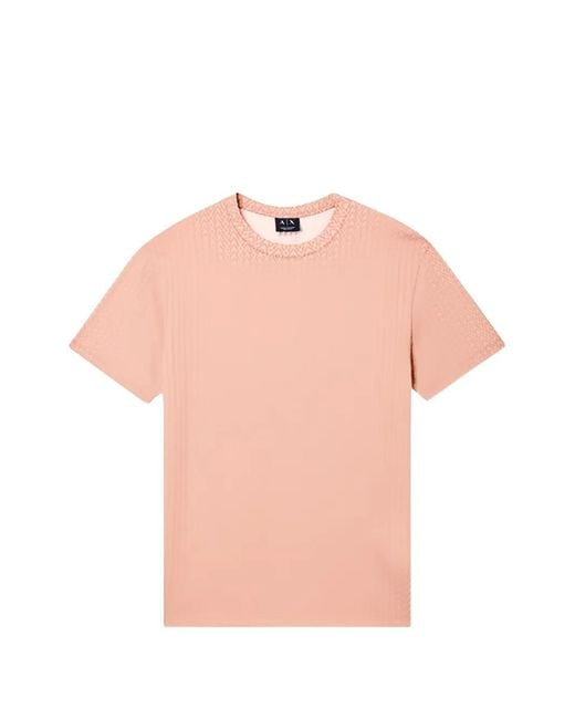 ARMANI EXCHANGE Pink Logo-Pattern T-Shirt for men