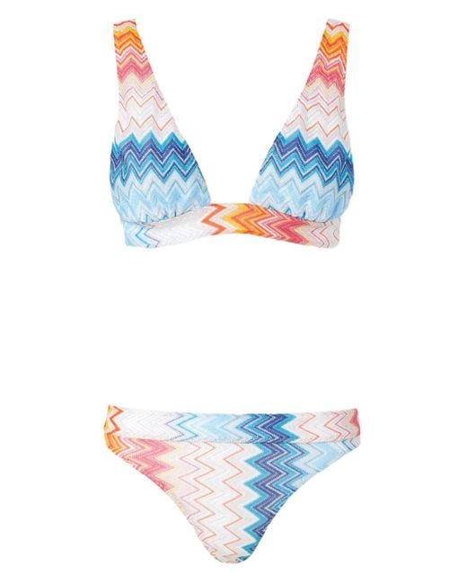 Missoni Blue Zigzag-Knit Bikini Set