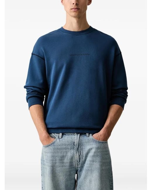Scotch & Soda Blue Logo-Print Sweater for men