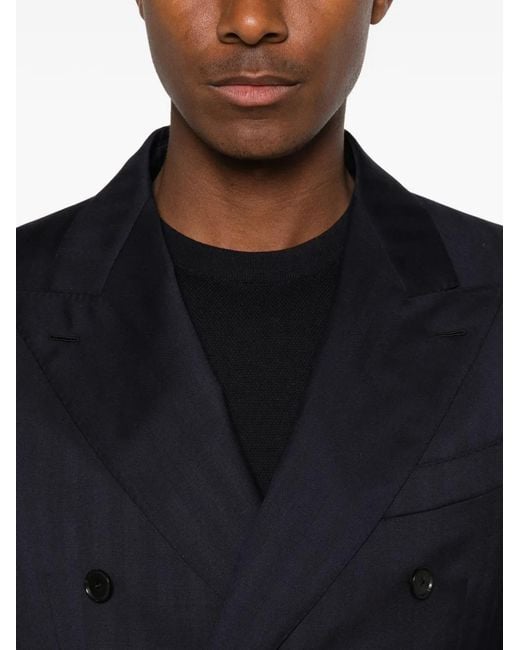 Caruso Blue Double-Breasted Suit for men