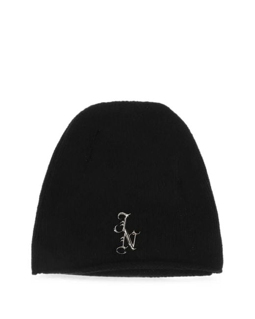 JUN/NAKAYAMA Black Logo-Plaque Beanie Hat for men