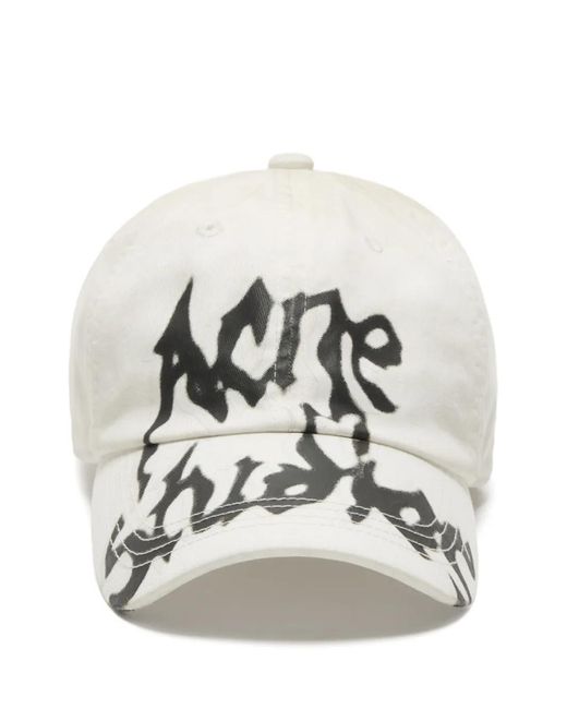 Acne White Logo-Print Baseball Cap