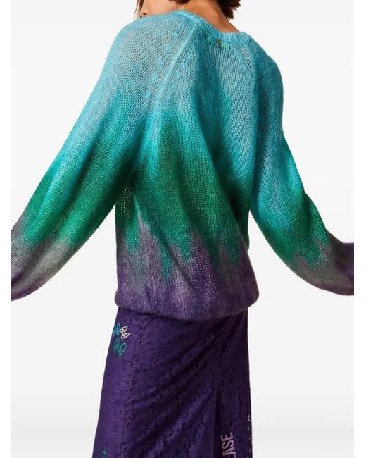 Twinset Blue Pullover mit ausgeblichenem Print