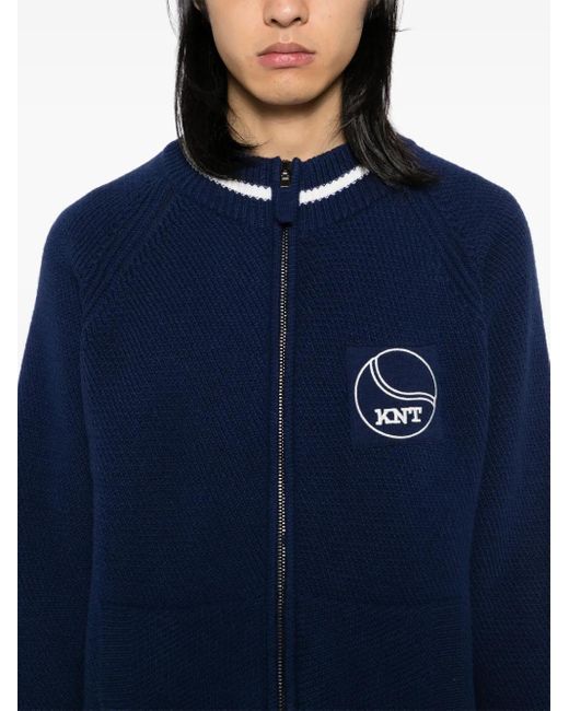 Kiton Blue Logo Patched Jacket for men