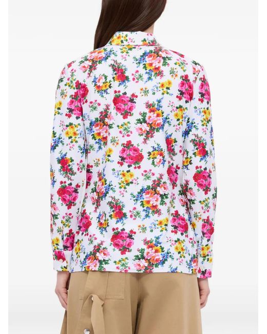 MSGM White Chemise À Fleurs