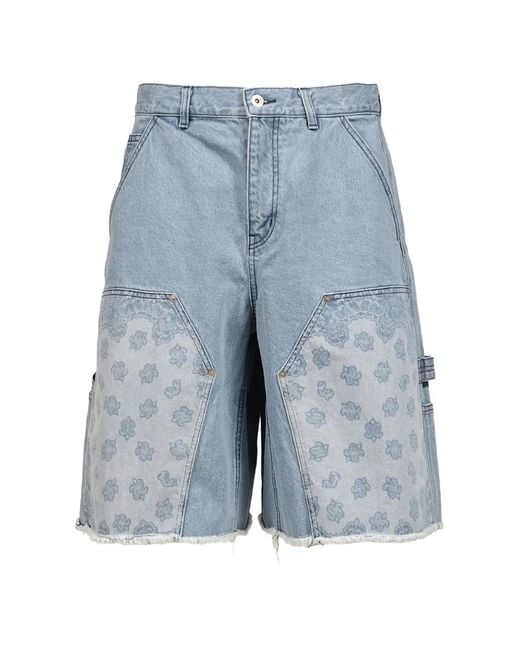 JUN/NAKAYAMA Blue Paisley Carpenter Shorts for men