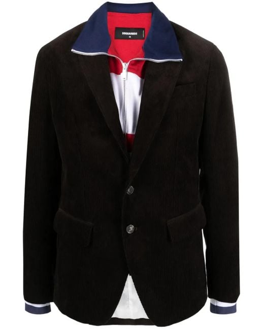 DSquared² Black Layered Single-Breasted Blazer for men