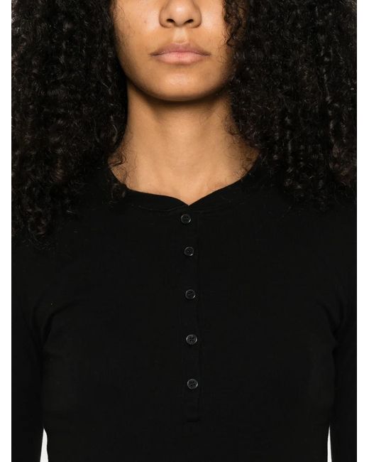 Nili Lotan Black Button-Fastening Polo Top