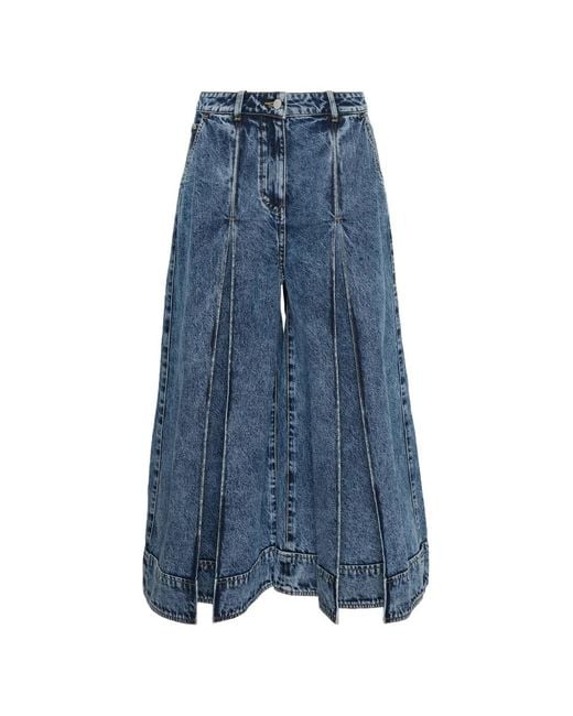 3.1 Phillip Lim Blue Logo-Patch Culotte Jeans