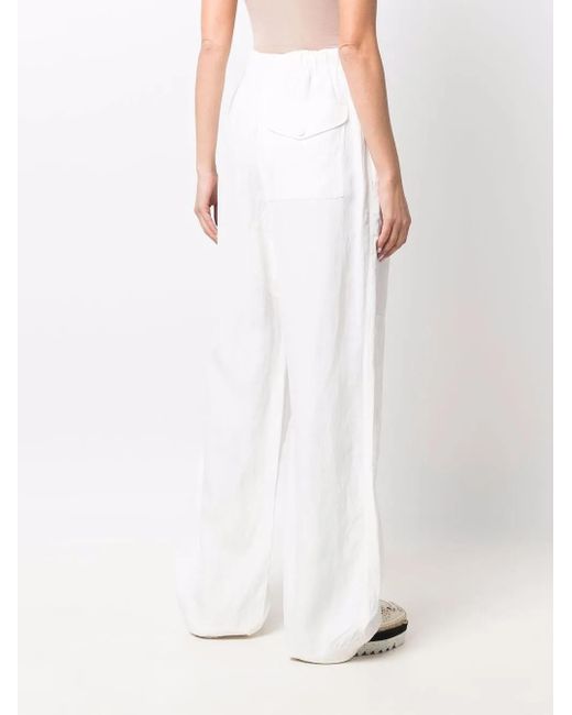 Stella McCartney White Fluid Linen Blend Trousers
