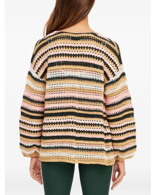 The Upside Natural Bohemia Mari Striped Crochet Cardigan
