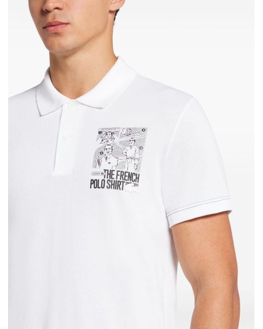 Lacoste Movement Poloshirt mit grafischem Print in White für Herren