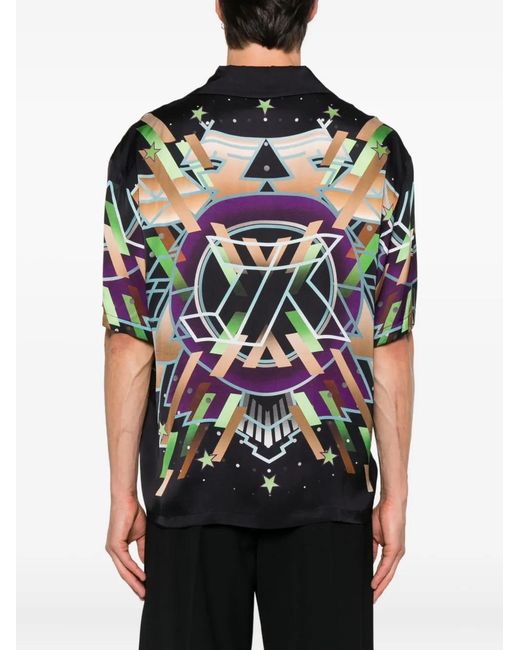 John Richmond Green Geometric-Print Shirt for men