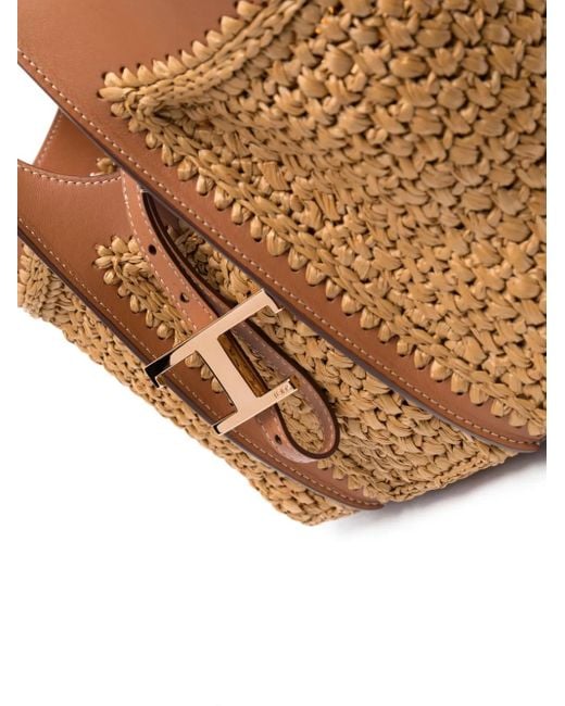 Tod's Brown Timeless Raffia Tote Bag