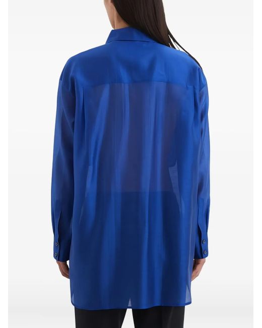 Marc O' Polo Blue Patch-Pockets Button-Up Shirt