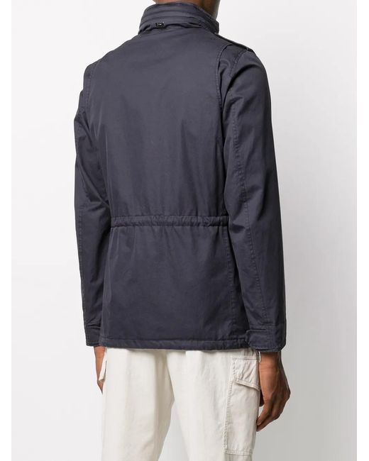 Herno Blue Cargo-Pocket Military Jacket for men