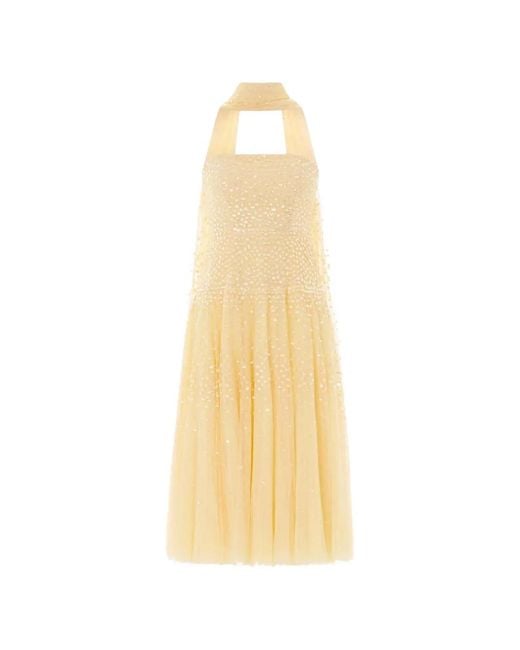 Needle & Thread White Sunrise Sequined Strapless Midi Dress
