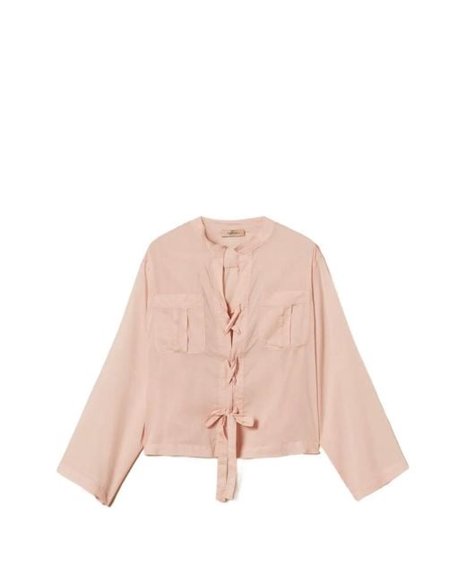 Twinset Pink Tie-Fastening Shirt