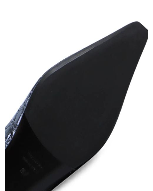 Notabene Black Crocodile-Effect Square-Toe Ballet Flats